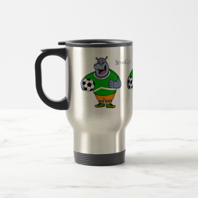 Funny hippo soccer player cartoon illustration reisebecher (Links)
