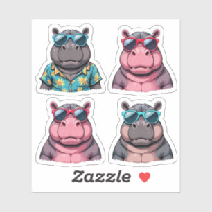 Funny Hippo Sticker Bundle Cool Hippos Pack