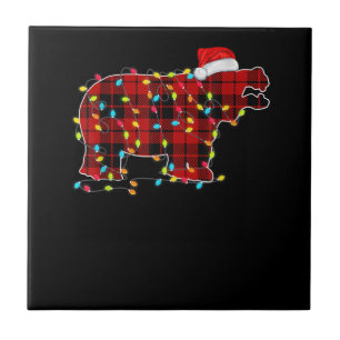 Funny Hippo Weihnachts-Light Matching Family Fliese