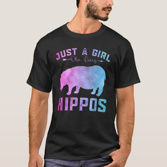 Funny Hippos Girls Just A Girls Lieben Hippos T-Shirt (Vorderseite)