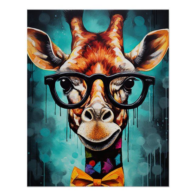 Funny Hipster Giraffe Zootiere Tiere Wildtiere Urb Poster (Vorderseite)