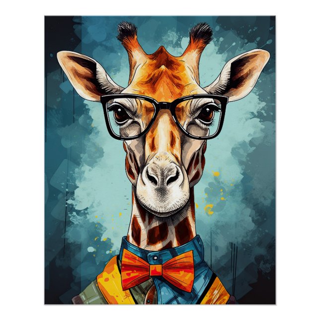 Funny Hipster Giraffe Zootiere Tiere Wildtiere Urb Poster (Vorderseite)
