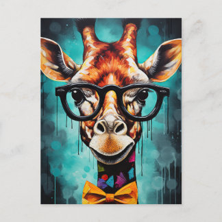 Funny Hipster Giraffe Zootiere Tiere Wildtiere Urb Postkarte