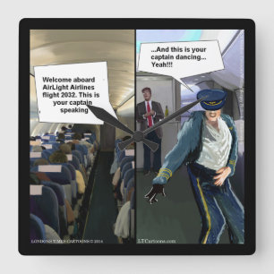 Funny Hipster Pilot Wall Clock Quadratische Wanduhr