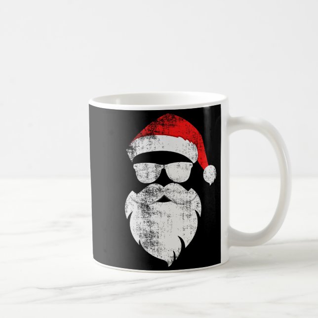 Funny Hipster Santa Face With Hat Beard &amp; Gles Kaffeetasse (Rechts)