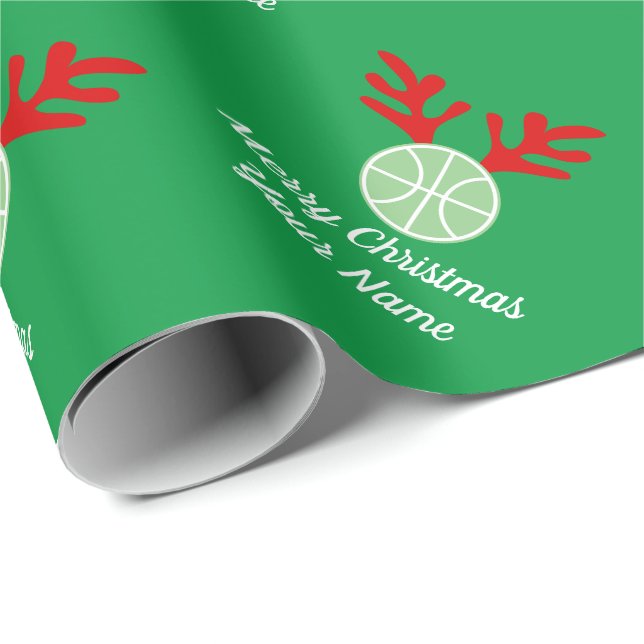 Funny Hirsche antler Basketball Weihnachtsfeiertag Geschenkpapier (Rolleneckpunkt)