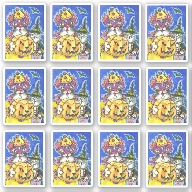 FUNNY HISS N' FITZ HALLOWEEN KATZTRICK ODER BEHAND AUFKLEBER (Vorderseite)