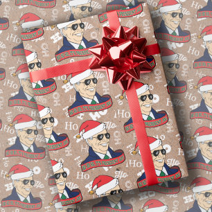 Funny Hit Sein Präsident Joe Biden Kraft Weihnach Geschenkpapier