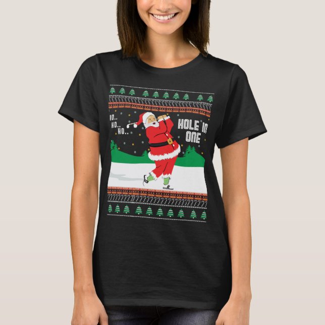 Funny Ho Ho Ho Ugly Santa Golf Weihnachtskraut J T-Shirt (Vorderseite)