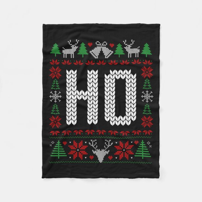 Funny Ho Ugly Christmas Sweater Couples Matching X Fleecedecke (Vorderseite)