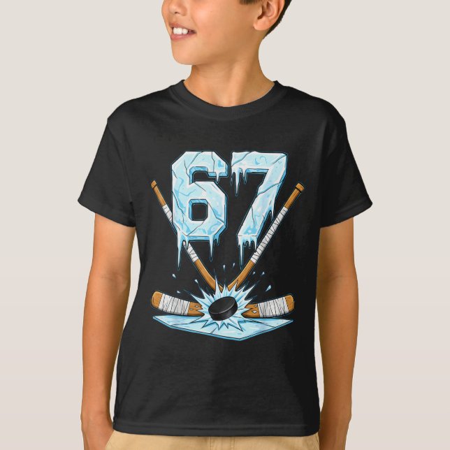 Funny Hockey 67 Meme 6-7 Six Seven Gen Alpha Ice H T-Shirt (Vorderseite)