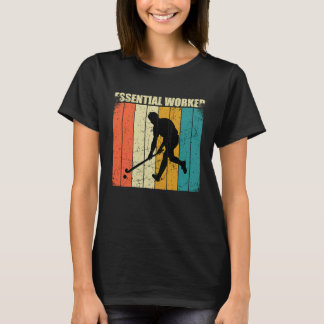 Funny Hockey Frisbee Essential Worker Retro Vintag T-Shirt