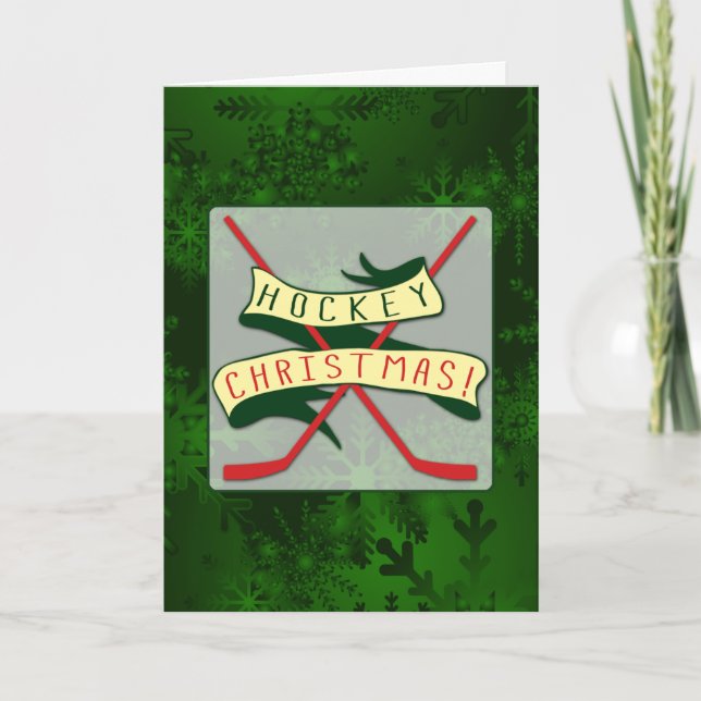 Funny Hockey Weihnachtskarte Feiertagskarte (Vorderseite)