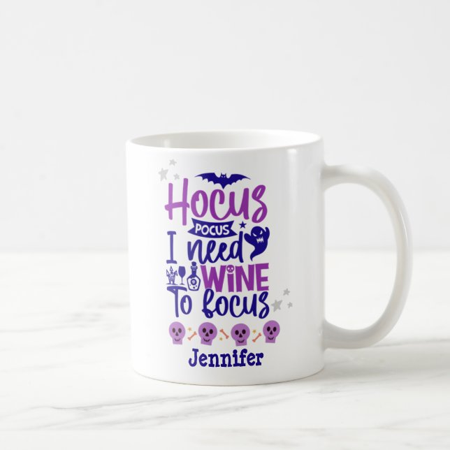 Funny Hocus Pocus Halloween Lila Personalisiert Kaffeetasse (Rechts)