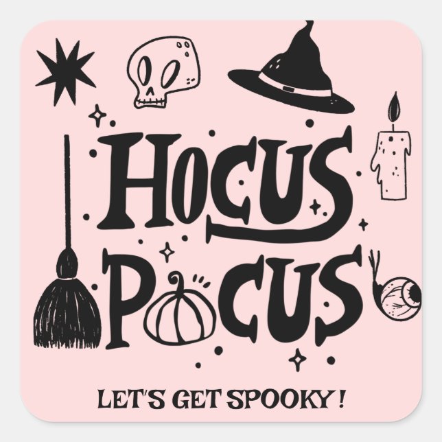 Funny Hocus Pocus Hexe Halloween Quadratischer Aufkleber (Vorderseite)