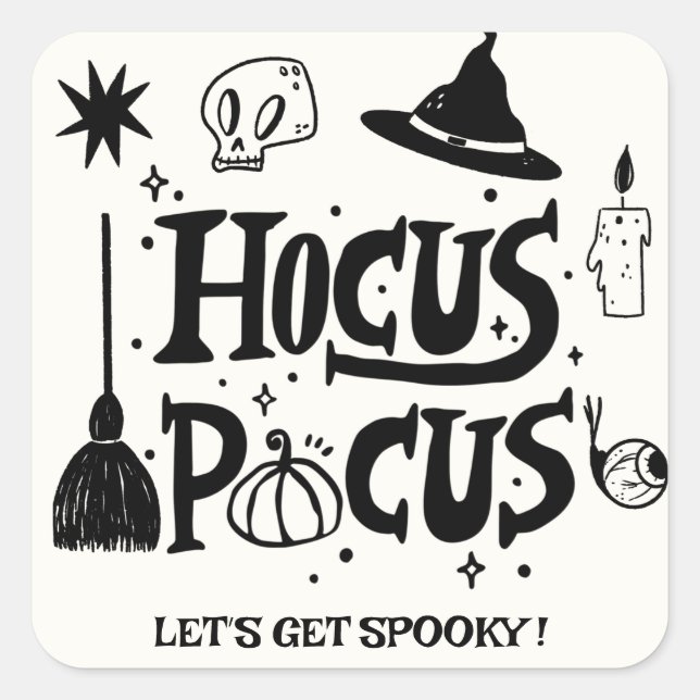 Funny Hocus Pocus Hexe Halloween Quadratischer Aufkleber (Vorderseite)