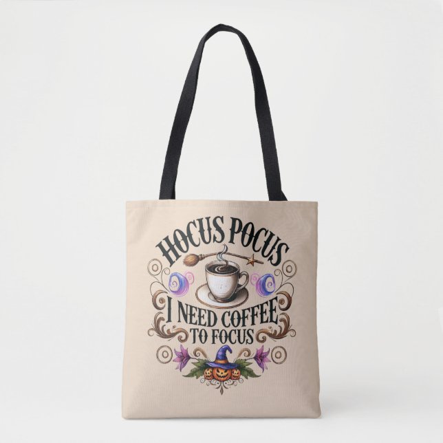 Funny Hocus Pocus I Need Coffee Witch Tasche (Vorderseite)