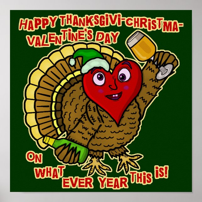 Funny Holiday Betrunken Türkei Herz Poster (Vorne)