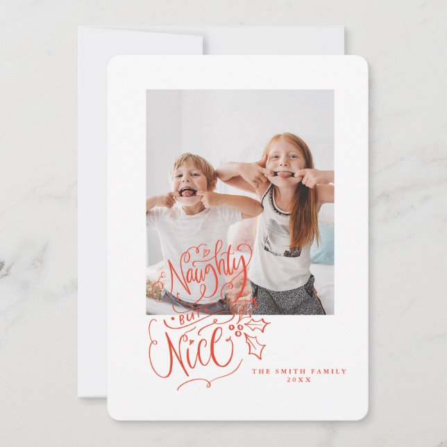 Funny Holiday Card Script Letting Naughty Nice Einladung (Vorderseite)