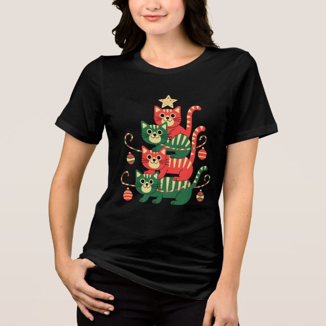  Funny Holiday Cat Lovers Gift Tri-Blend Shirt (Vorderseite)