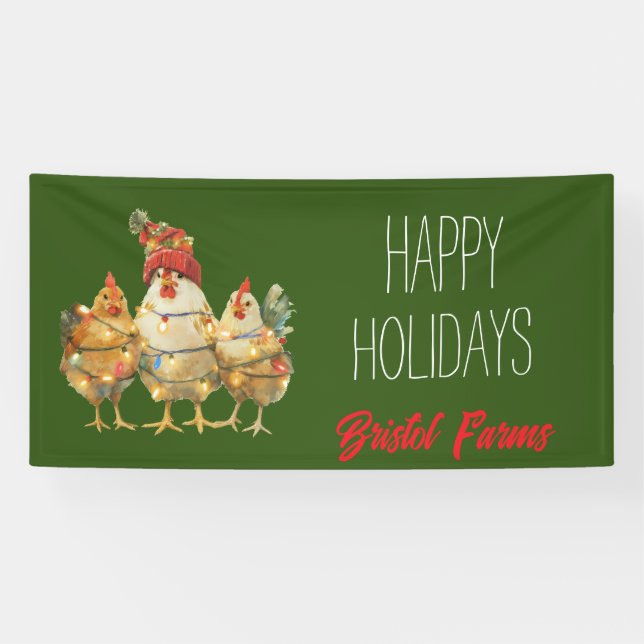 Funny Holiday Chickens individuell anpassbar Banner (Horizontal)