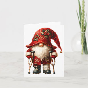 Funny Holiday Gnome Crutches Karte