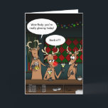 Funny Holiday Gruß | Weihnachtskarten Feiertagskarte<br><div class="desc">Möchten Sie lustige Urlaubskarten aussenden? Hier ist eine, die sie zum Lachen bringen wird! Die originale, handgezeichnete Abbildung ist 3 Cartoon Rentiere... Eines davon ist Rudolph, der rote Rentier. Erstellen Sie diese personalisierten Weihnachtskarten mit Ihren eigenen Worten in den Anführungsblasen - wenn Sie gewollt haben, mehr zu sagen, können Sie...</div>