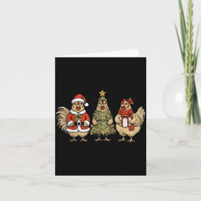 Funny Holiday Hen Christmas Chicken  Karte (Vorderseite)