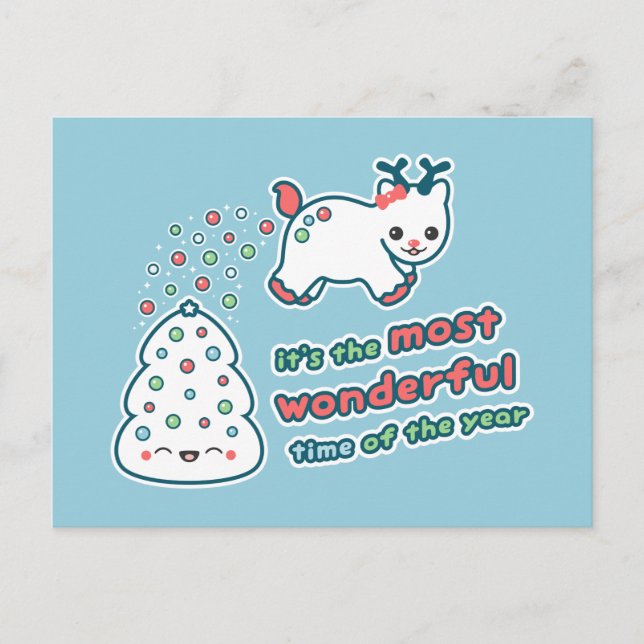 Funny Holiday Reindeer Feiertagspostkarte (Vorderseite)