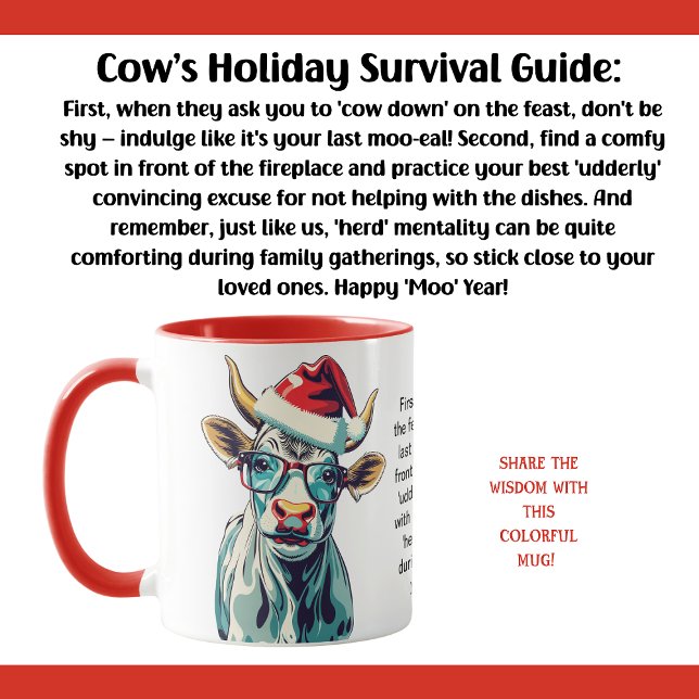 Funny Holiday Survival Tipps von einer Kuh Tasse (Von Creator hochgeladen)