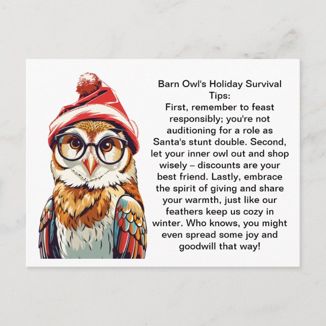 Funny Holiday Überleben Tipps aus einer Scheune Postkarte (Vorderseite)