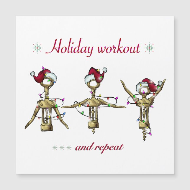Funny Holiday Workout Weihnachtskarte Magnetkarte (Vorderseite)