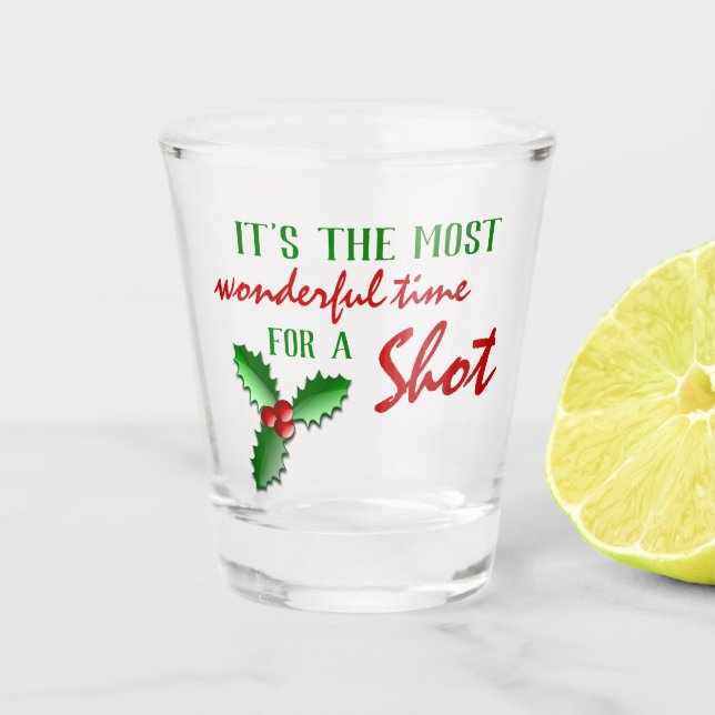 Funny Holly Jolly Red Berries Green Blätter Schnapsglas (Vorderseite)
