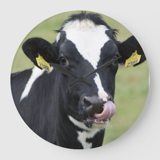 Funny Holstein cow wall clock Große Wanduhr (Vorderseite)