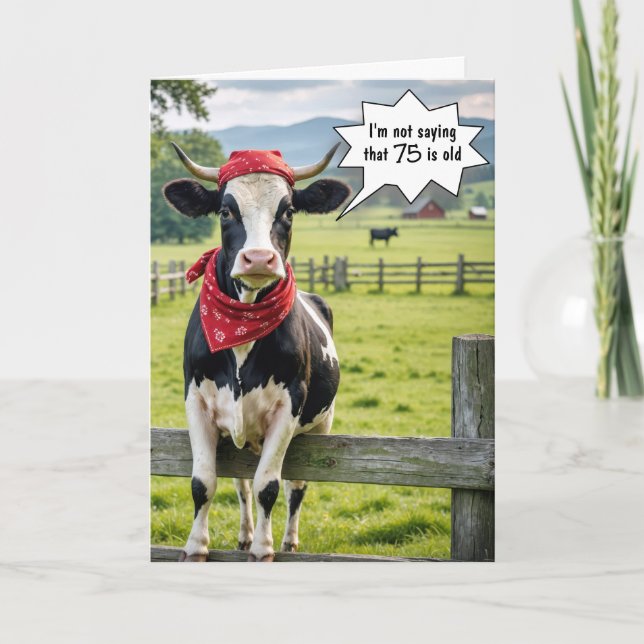 Funny Holstein Kuh für 75. Geburtstag Karte (Vorderseite)