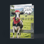 Funny Holstein Kuh zum 55. Geburtstag Karte<br><div class="desc">Eine Holsteinkuh mit roter Bandane steht auf einem Holzzaun in einer üppig grünen Wiese zum 55. Geburtstag.</div>