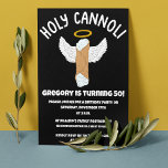 Funny Holy Cannoli Italienisches Themed Party Einladung<br><div class="desc">Wirf ein lustiges Party, um Geburtstage und andere besondere Anlässe mit diesen lustigen Einladungen zu feiern. Sie sind mit dem Slogan HOLY CANNOLI sowie einer Darstellung eines Cannoli mit Halo- und Engelsflügeln versehen. Die Erholung des Textes auf dieser Einladung ist bereit, mit Ihren Party-Details angepasst werden. Fett weißer Text ist...</div>