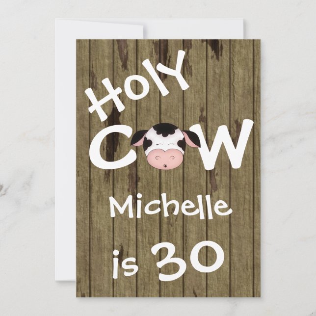 Funny Holy Cow 30th Humorisore Birthday Invitation (Devant)