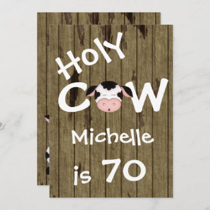 Funny Holy Cow 70th Birthday Party Invitation