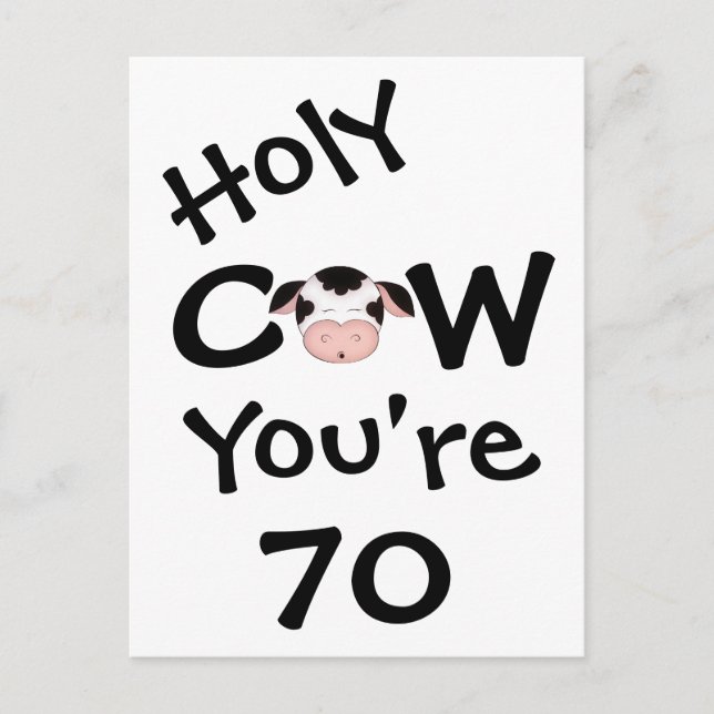 Funny Holy Cow Vous avez 70 Anniversaire Carte pos (Devant)