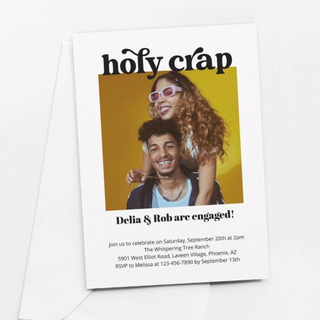 Funny Holy Crap Engagement Party Foto Einladung (Von Creator hochgeladen)