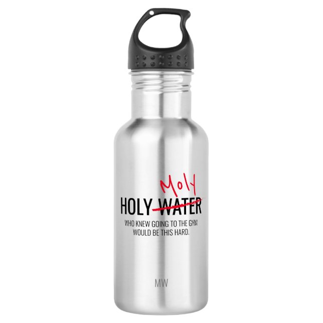 Funny Holy Moly Workout Sport Edelstahlflasche (Vorderseite)