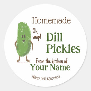 Funny Homemade Dill Pickles Your Name Cucumber Runder Aufkleber