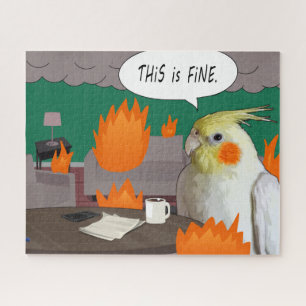 Funny Homeschool Cockatiel This Is Fine Chaos Meme