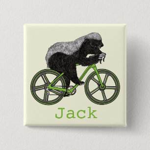 Funny Honey Badger Cycling Badass Bicycle Name Button