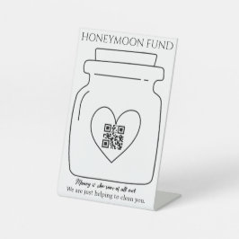Funny Honeymoon Fond QR Code Digital Tipp Jar Sockelschild