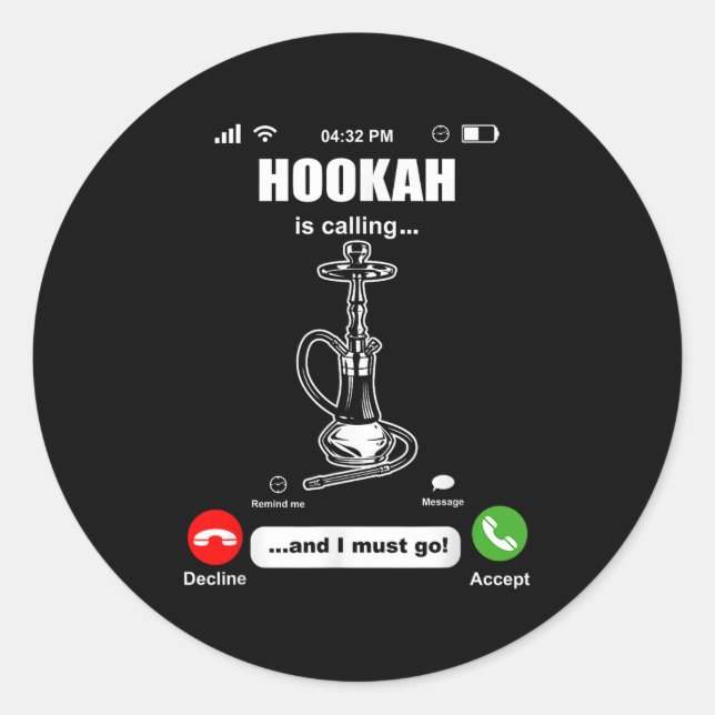 Funny Hookah nennt Wasserpfeife Shisha Rauchen Runder Aufkleber (Vorderseite)
