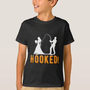 Funny Hooked Bride Groom Neue Ehe Fischen Liebe T-Shirt