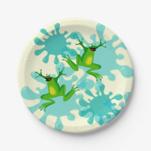 Funny Hoppy Birthday Frog 7" Party Plate Pappteller