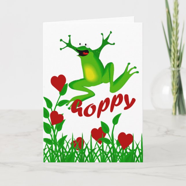 Funny Hoppy Valentine Frog Gruß Feiertagskarte (Vorderseite)